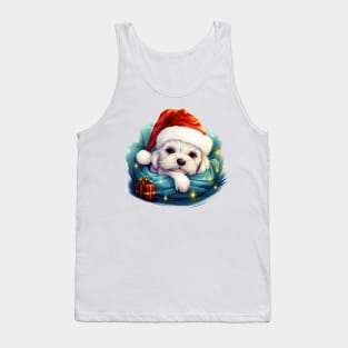 Lazy Maltese Dog at Christmas Tank Top